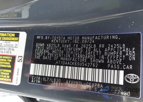 2025 Toyota Camry Xse from USA, damaged, VIN 4T1DAACK6SU542762